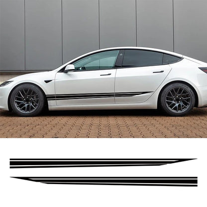 For Tesla Model 3 2PCS Body Side Sticker Striped Racing Decor