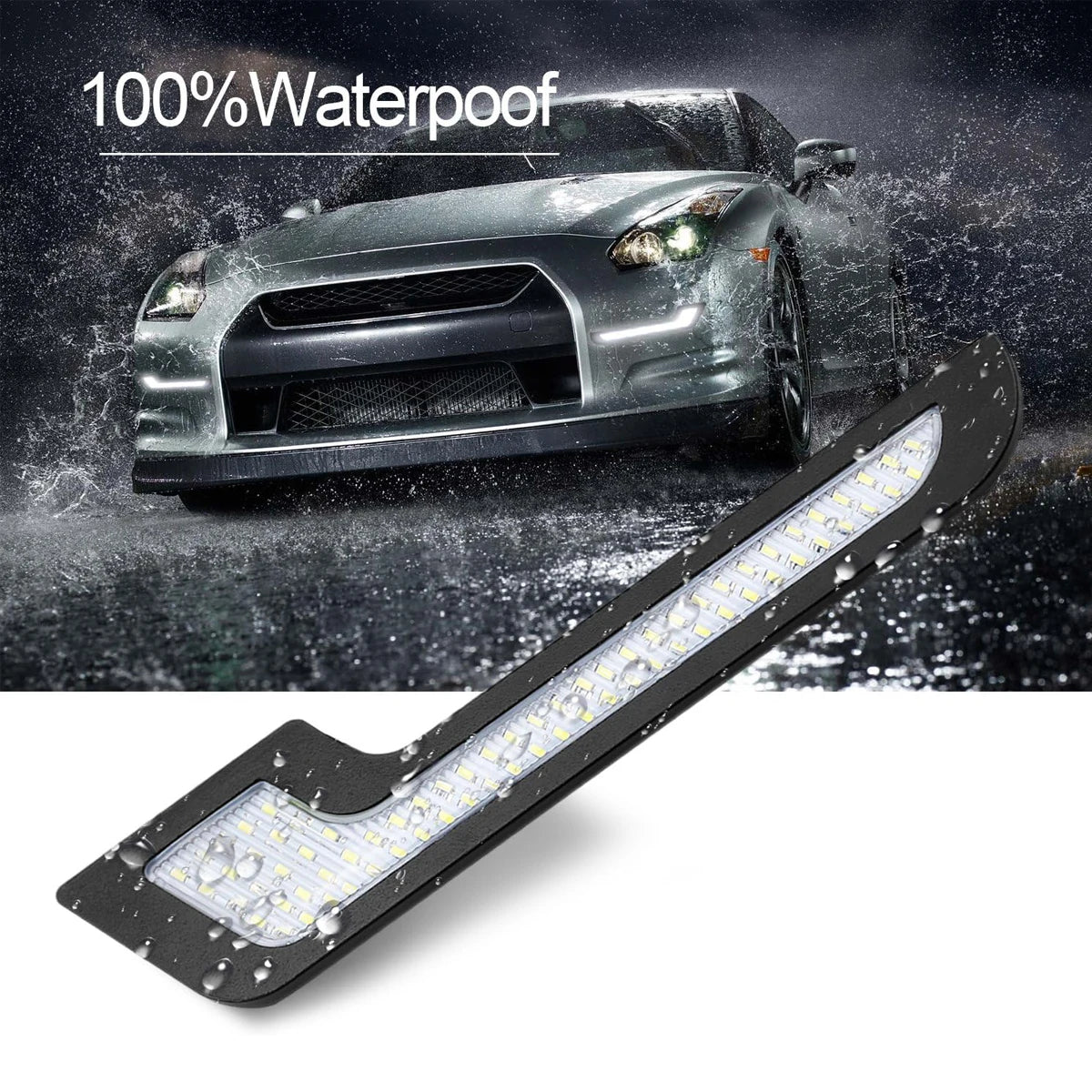 4PCS Daytime Running Blue l-shape Strips 12V Drl Bar
