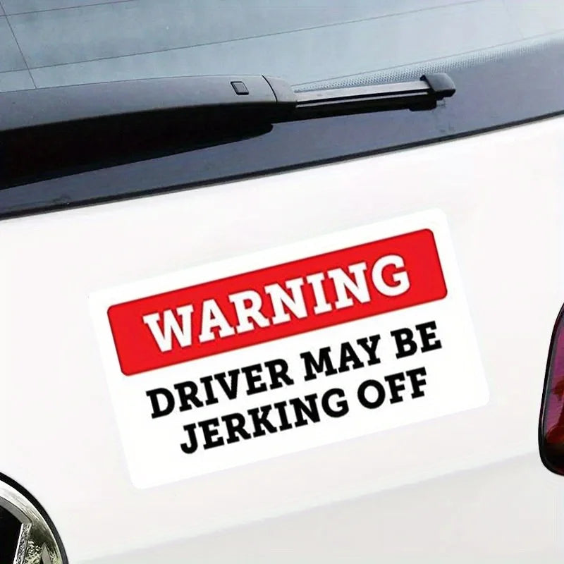 Stickers Funny Warning Driver May Be Jerking Off Bumper