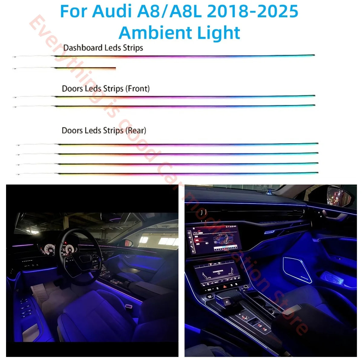 For Audi A8 A8L LED Ambient Interior Lighting Upgrade Atmosphere