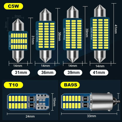 2X T10 W5W ba9s T4W Festoon Reading Interior Bulb