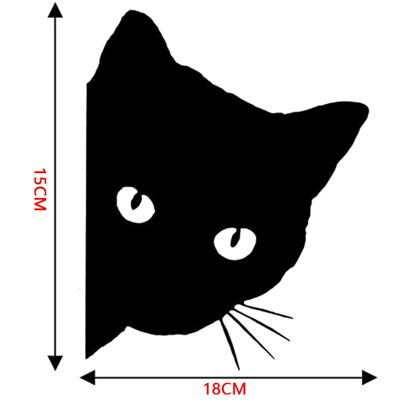 2PCS Creative Black Cat Face Peeking Stickers Decal Window