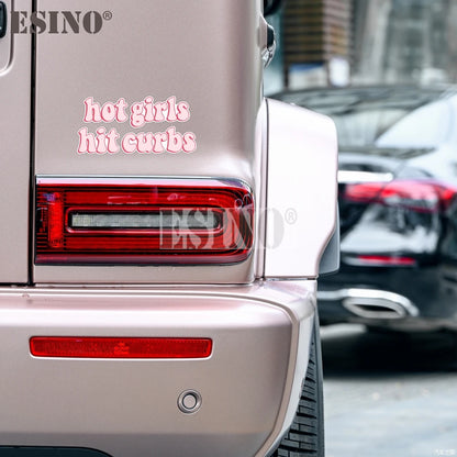 Funny Girls Hit Curbs Pvc Adhesive Decal Cartoon Waterproof
