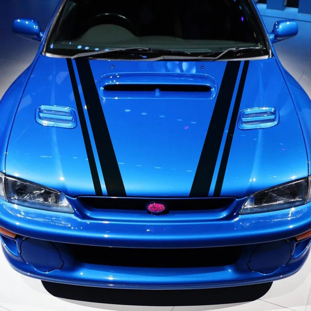 2PCS Hood Cover Trim Stickers Personalized Stripes Vinyl Film