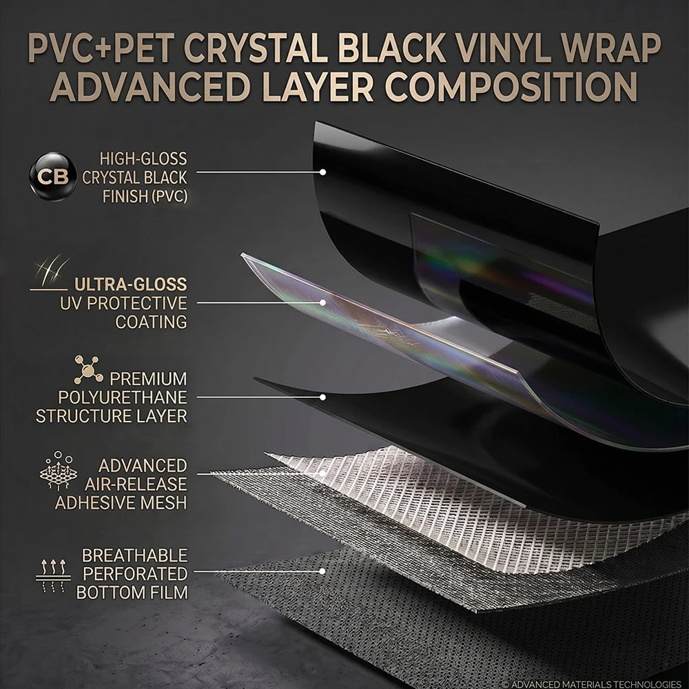 Pet Glossy Black Vinyl Wrap Film Waterproof Pvc Full