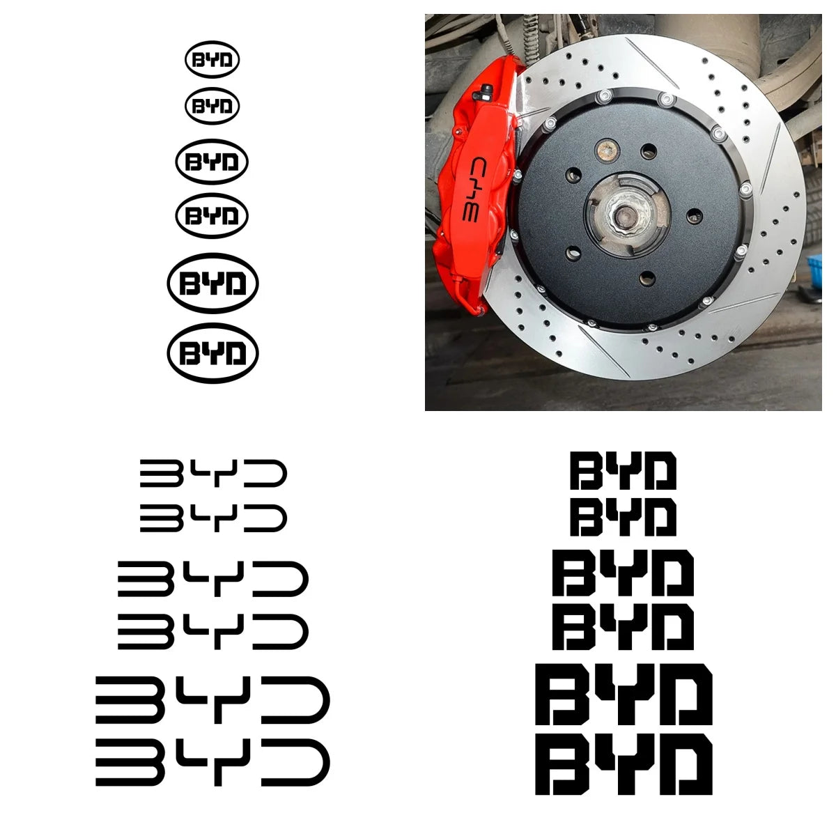 For BYD Atto 3 Seal Dolphin 6PCS Brake Caliper Logo Decal