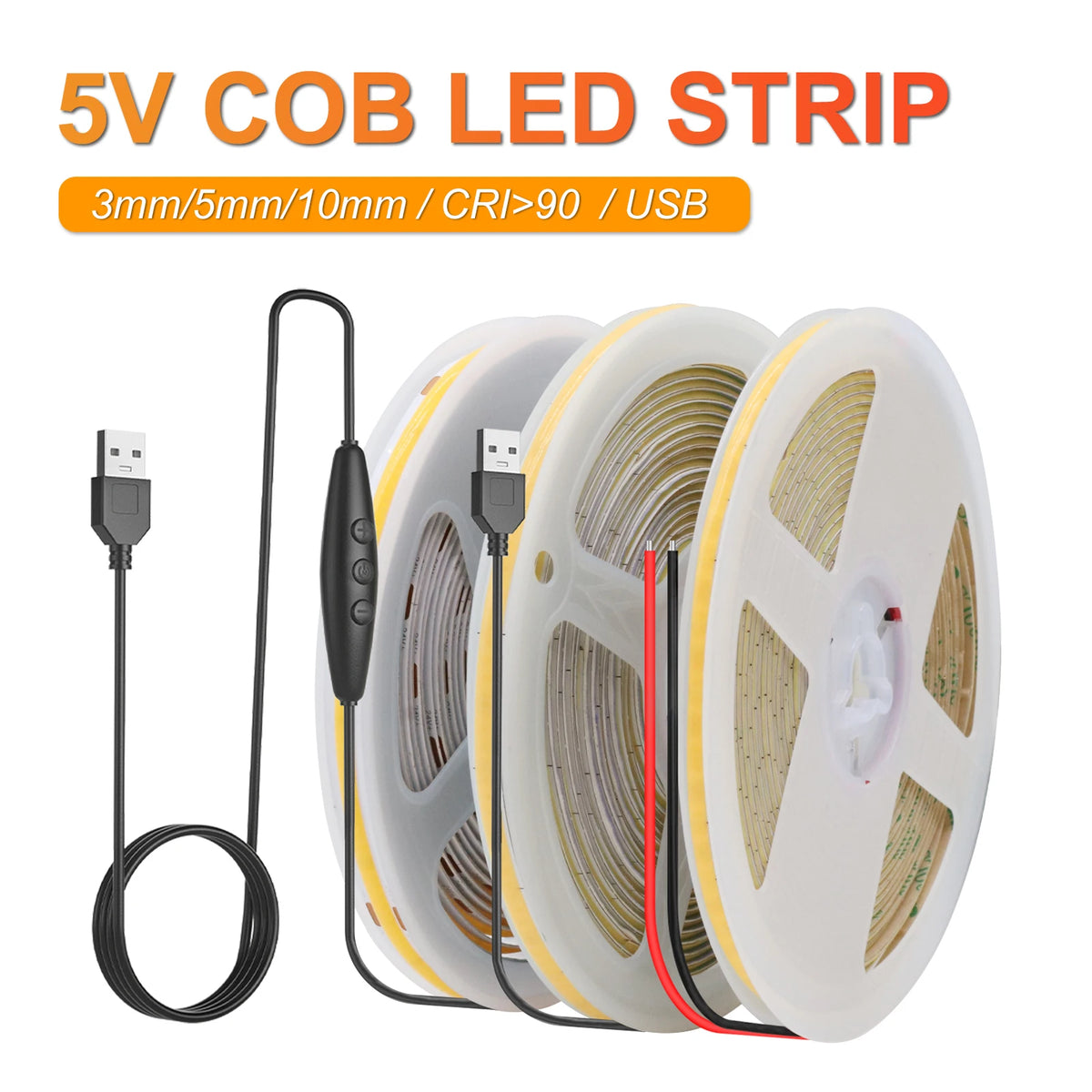 dc5v USB Strip 3MM 5MM Cob Flexible Ribbon Tape