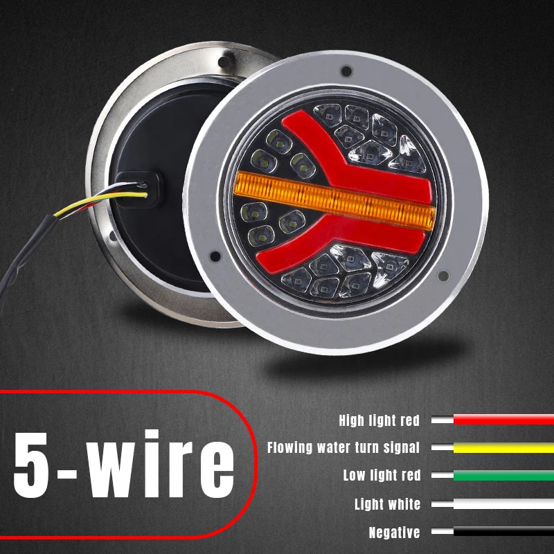 For Trailer Boat Pickup Inch Round Brake Tail hi-lo Stop Drl