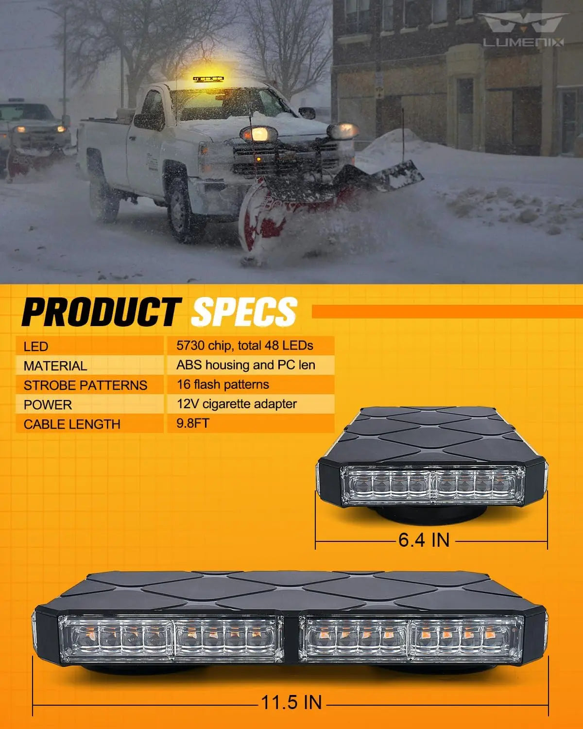 For Vehicles Pickup Trailer 48 Magnetic Warning Roof Rotating