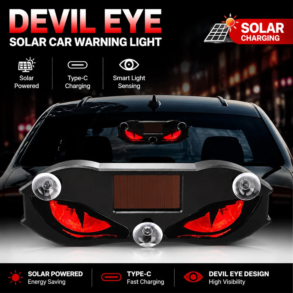 Cool Devil Eyes Warning Lighting Ambient Solar type-c Charging