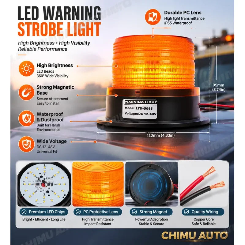 For School Bus Chimu lte-5095 Magnetic Warning Rotating Yellow