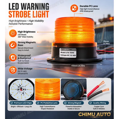 For School Bus Chimu lte-5095 Magnetic Warning Rotating Yellow