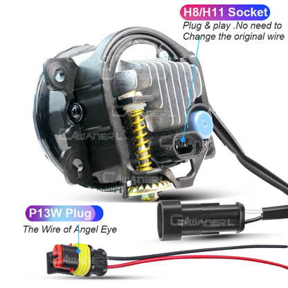 For Mitsubishi Outlander 2006-2019 X 30W H11 Angel Eye Fog