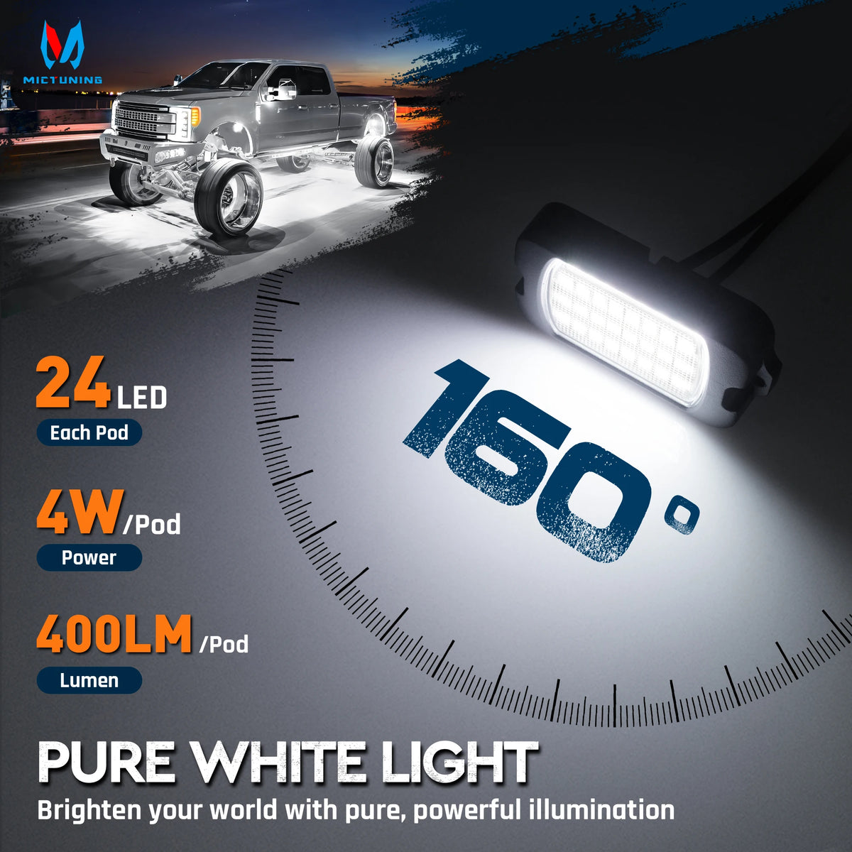Mictuning 12 Pod Rock Pure Color White Curved Atmosphere