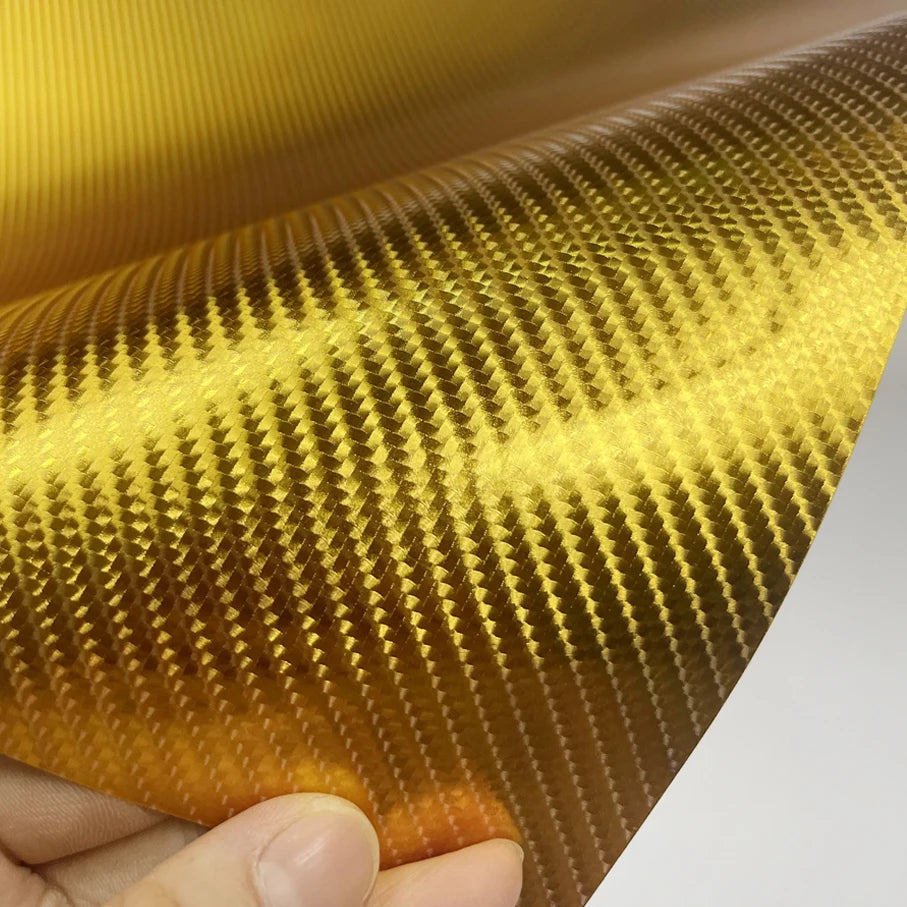 Premium Chrome 4D Golden Carbon Fiber Vinyl Film Motorcycle
