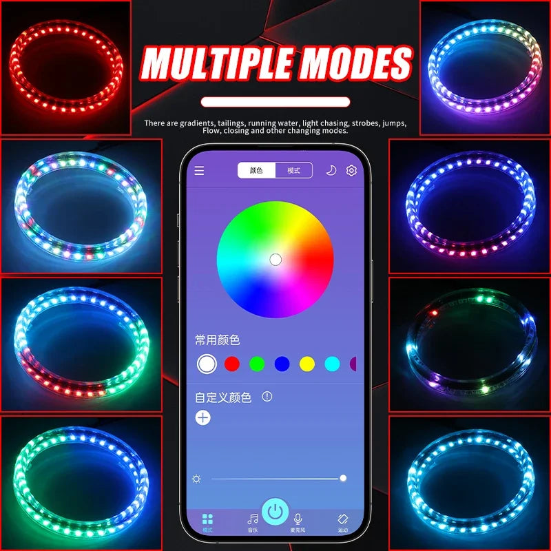 2PCS Angel Eyes Haro Rings RGB Headlight Sequential Flowing