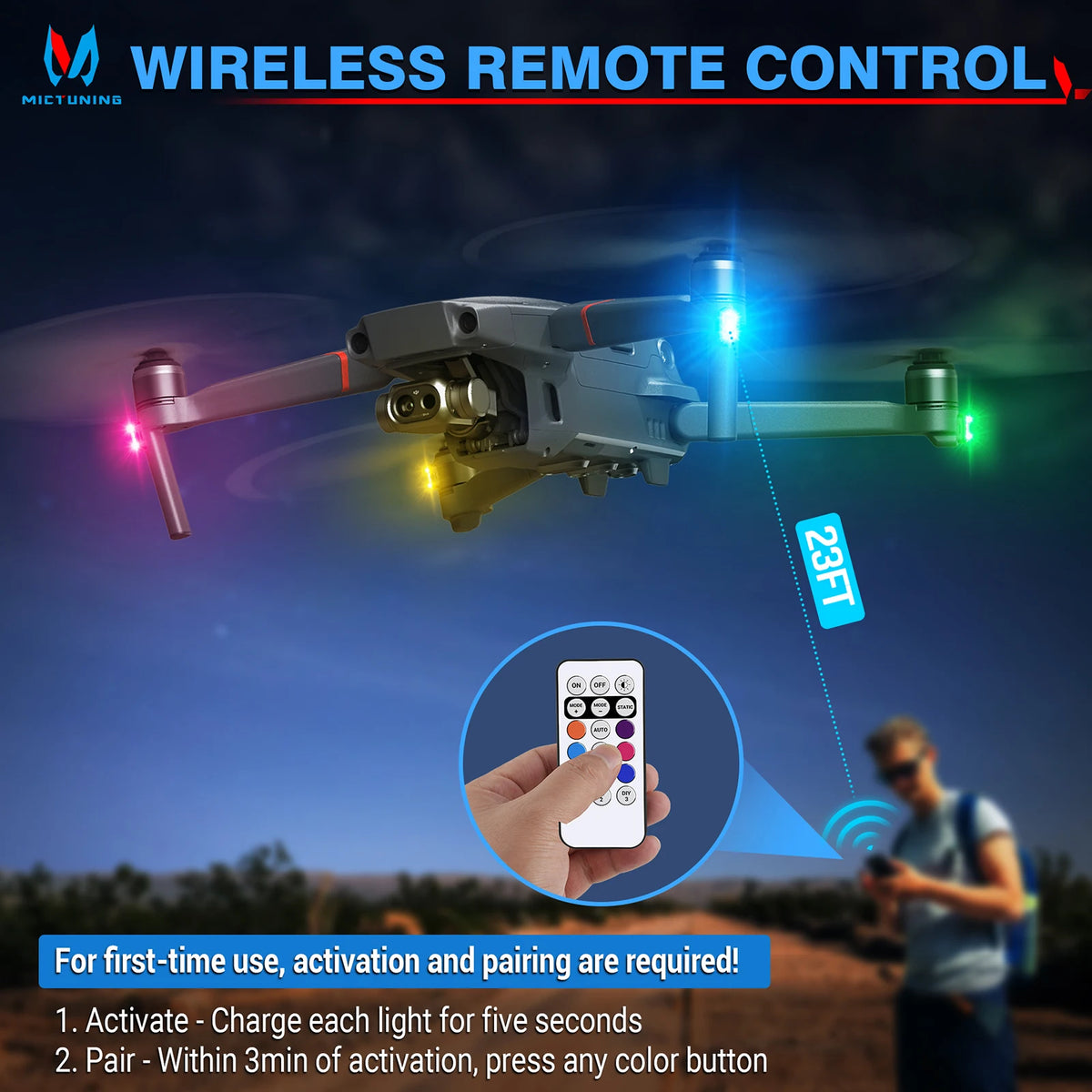 Mictuning Wireless Strobe Remote Control Colors USB Charging