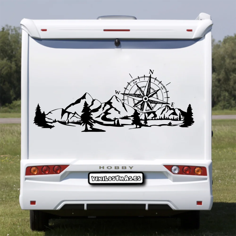 Compass Mountain Camper Rv Van Truck Sticker Decal Tree