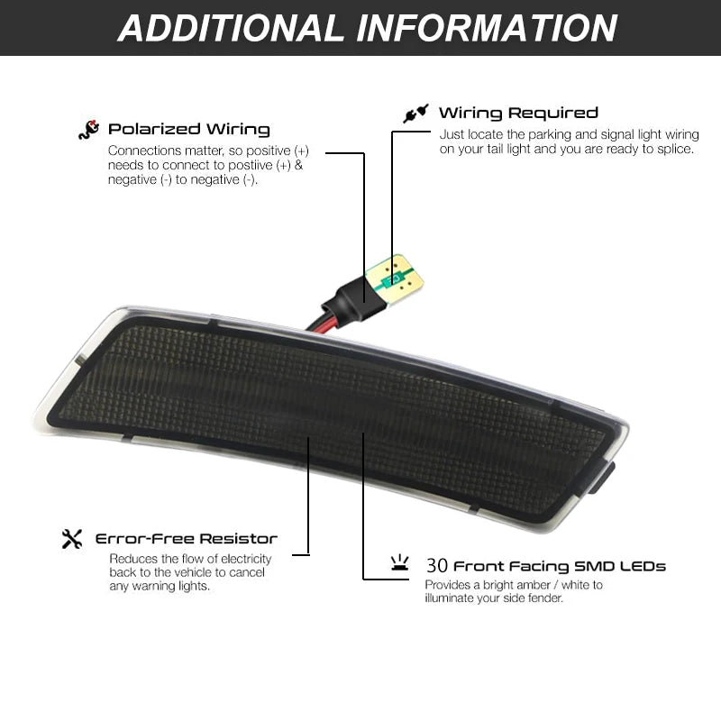 For Volkswagen Beetle 2012-2019 LED Fender Side Marker Smoked