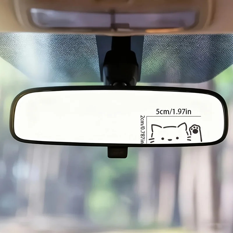 Rearview Mirror Sticker Cat Probe Beckoning Cute Body Triangular