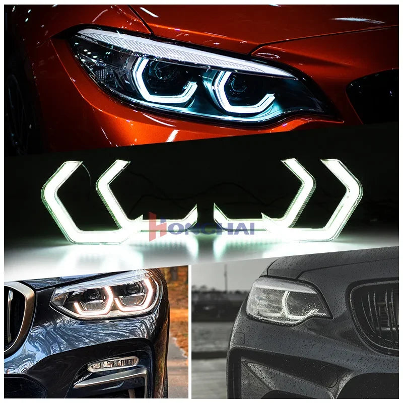 For E90 E81 E87 F30 E53 4PCS Angel Eyes Headlight Halo Rings RGB
