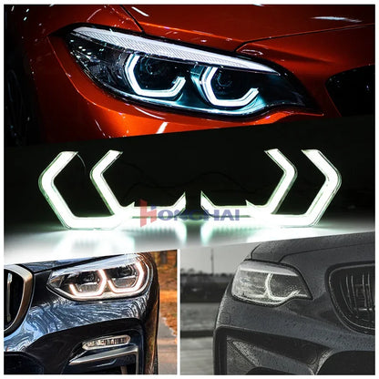 For E90 E81 E87 F30 E53 4PCS Angel Eyes Headlight Halo Rings RGB