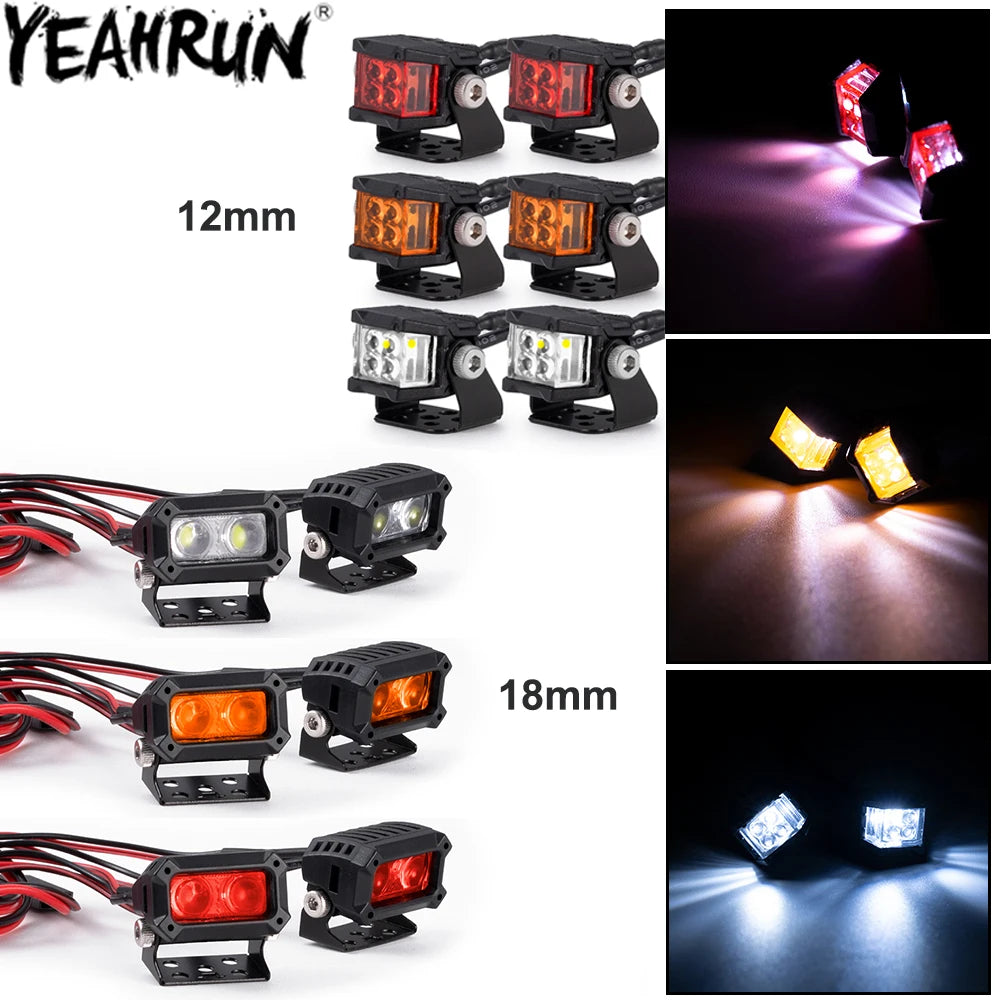For Axial SCX10 TRX4 1 10 Yeahrun 12 18MM Headlights Taillight