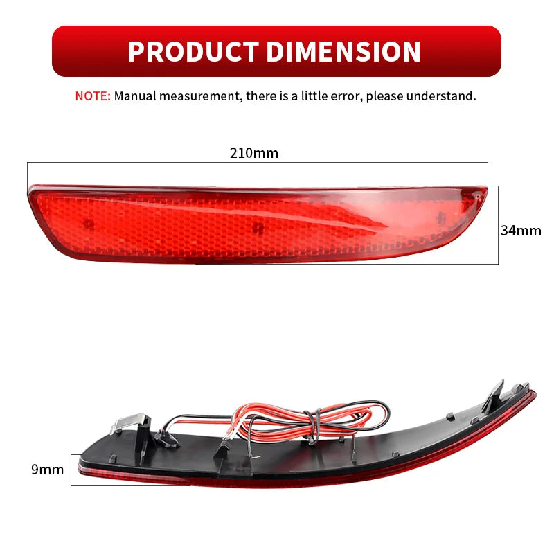 For BMW X5 E70 M 2006-2013 2PCS Red Rear Bumper Reflector Tail