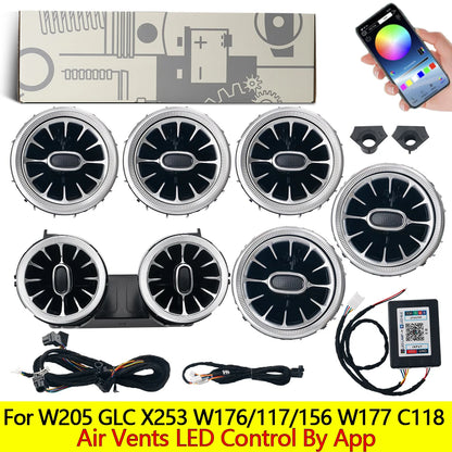 For Mercedes Benz C/A W205 GLC X253 CLA GLA W176 W117 W156 W177 C118 Led Turbine Nozzle Ambient Light Air Vent Lamp App 