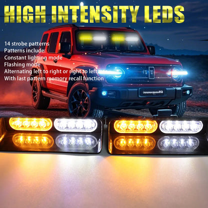 In 24LED Strobe 12-24v Amber White Safety Windshield Warning