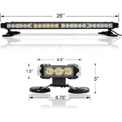 For Tow Vehi Emergency Strobe Rooftop Flashing Bar Double Side