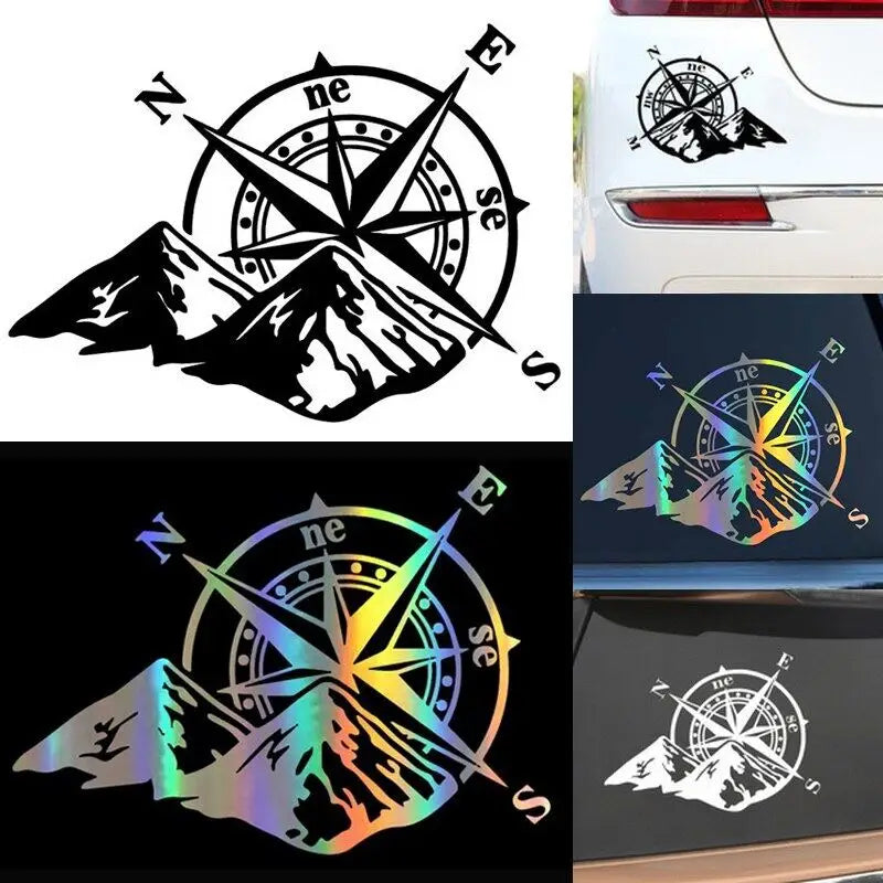 Mountain Compass Fashion Laser Sticker Body Decal Rear Windshield