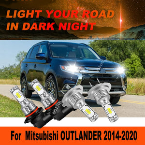 For Mitsubishi Outlander 2014 2015 2016 9005 H7 White 6000K Low