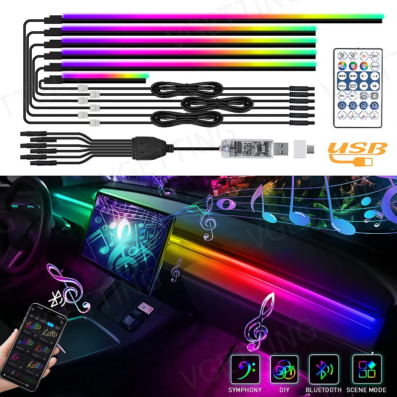 For Tesla Model 3 Y S X 6IN1 Interior Ambient Full Color RGB 110