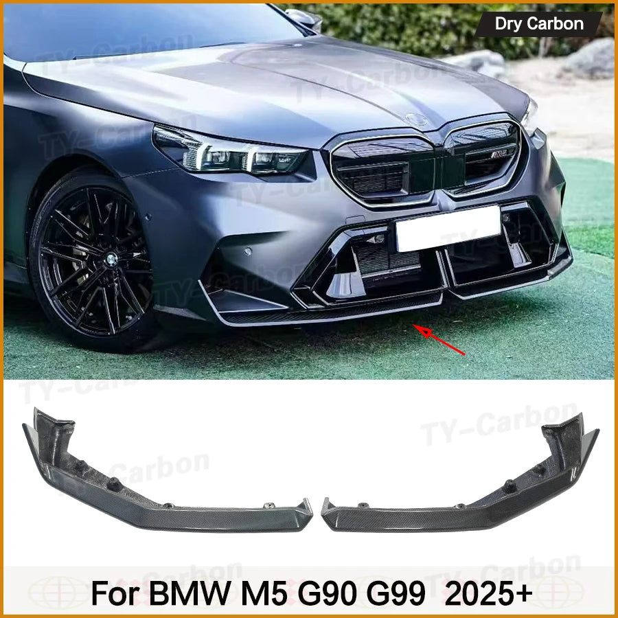 For BMW 5 Series G90 G99 Dry Carbon Fiber Front Bumper Lip