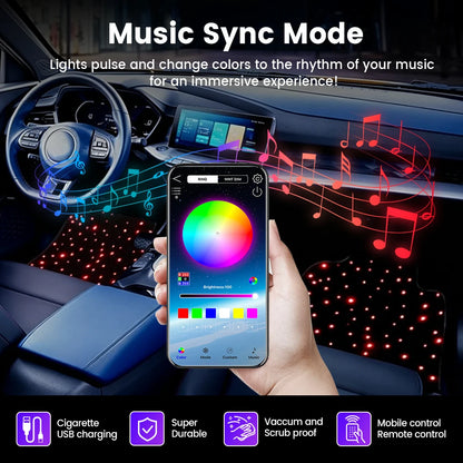 4PCS Starlight Floor Mats APP Control Washable Fiber Optic