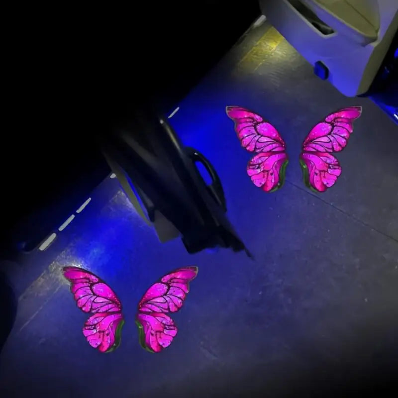 2PCS Door Welcome Butterfly Pattern Projector Step Courtesy