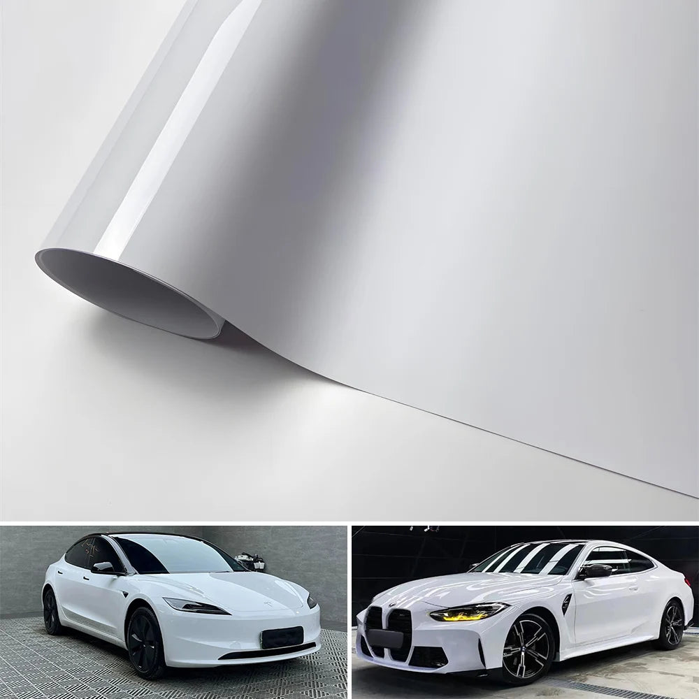 Glossy White Vinyl Film Stickers Scooter Motorcycle Body Air