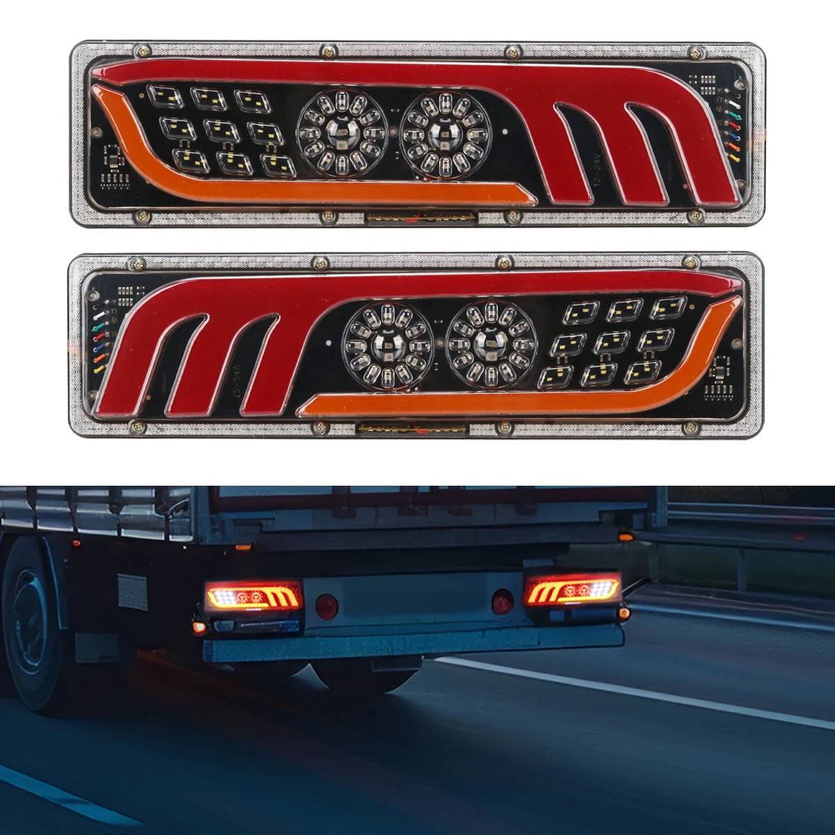 2PCS Trailer Trucks Tail Running Turn Signal Rear Lamps