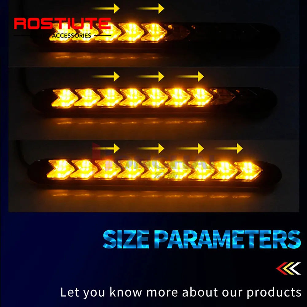 2PCS In Drl Daytime Running Strip Arrow Sequential Turn