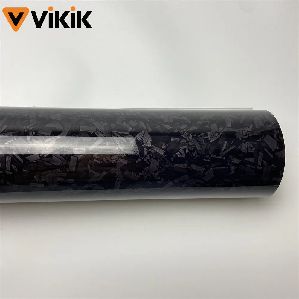 Glossy Black Forged Carbon Fiber Vinyl Wrap Self Adhesive