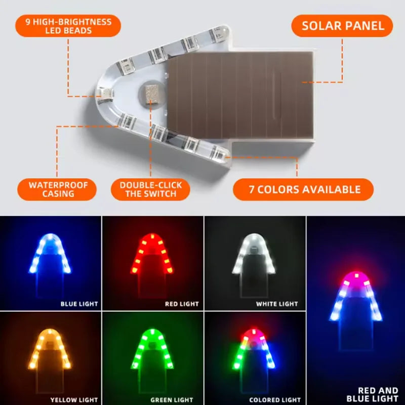 Solar Power Warning Motorcycles Flashlight Indicator in-night