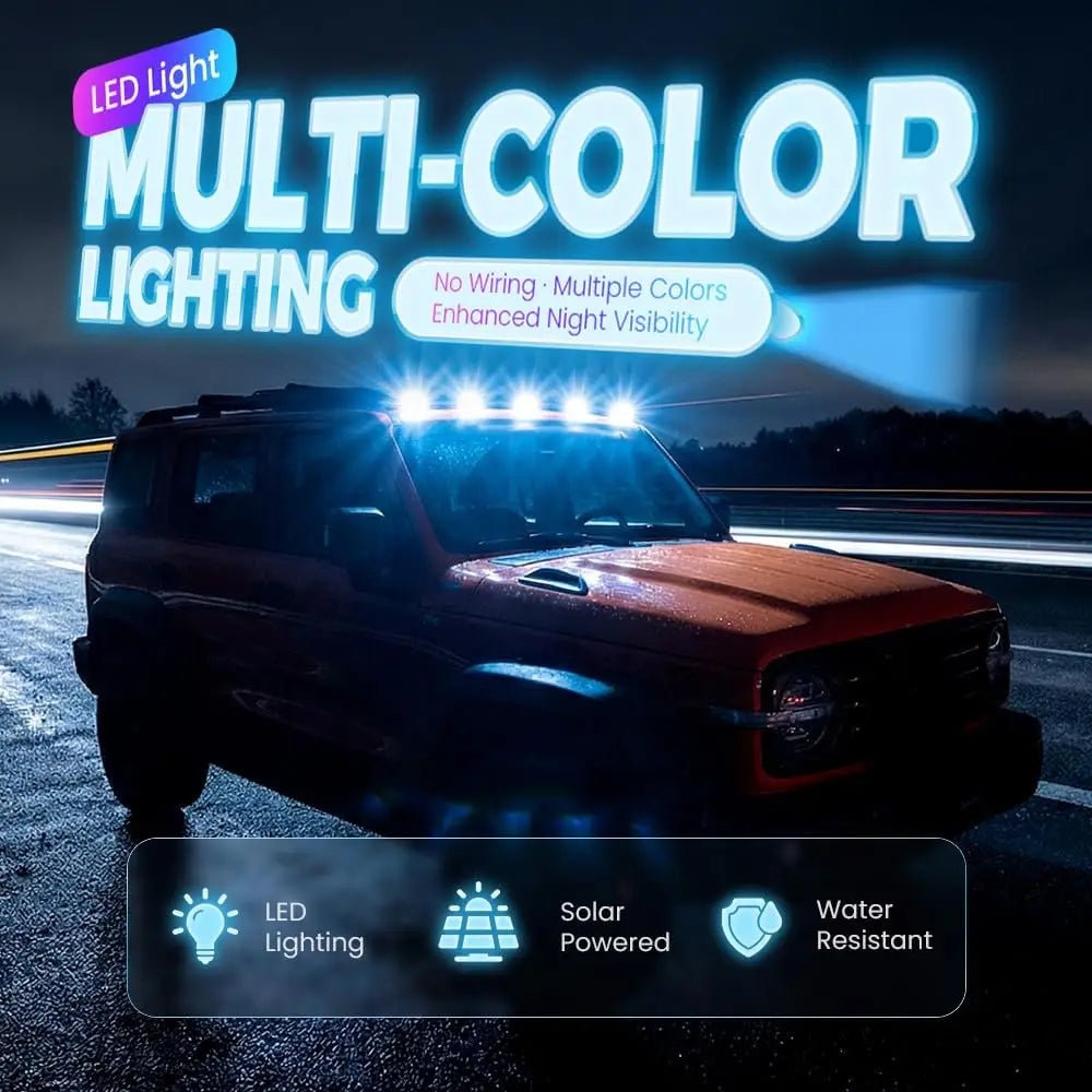 Solar Roof RGB Strobe Trucks SUV Wireless No Drill