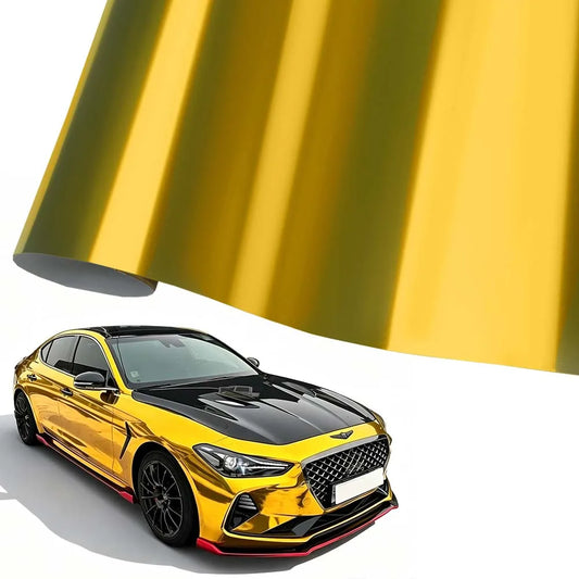 Glossy Strechable Pet Gold Mirror Chrome Vinyl Wrap Film