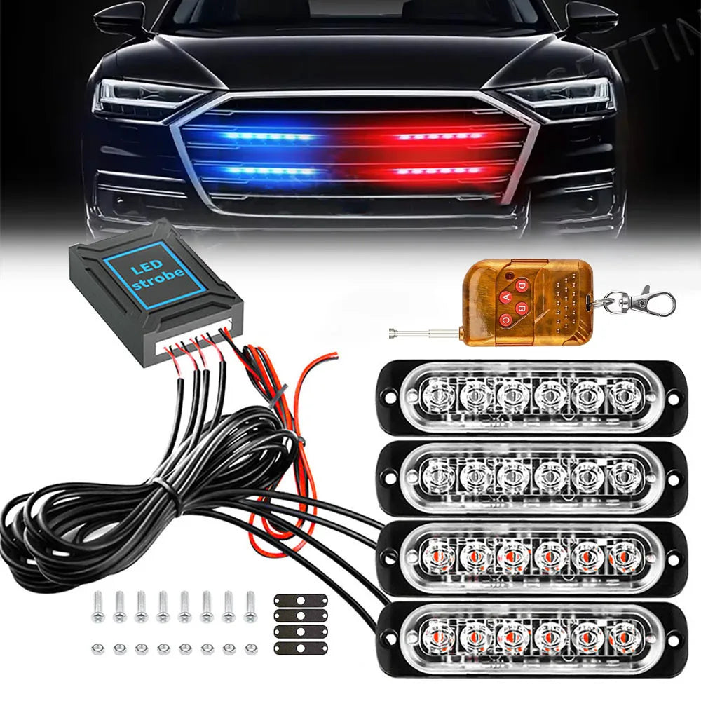 Grill Strobe Red Blue Yellow Emergency Lamps 12V Safety