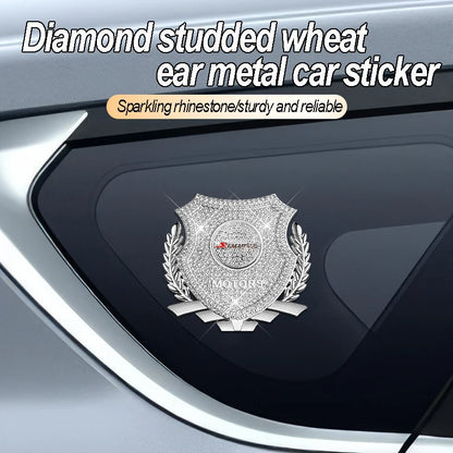 Diamond Studded Wheat Ear Emblem Sticker 3D Metal Badge