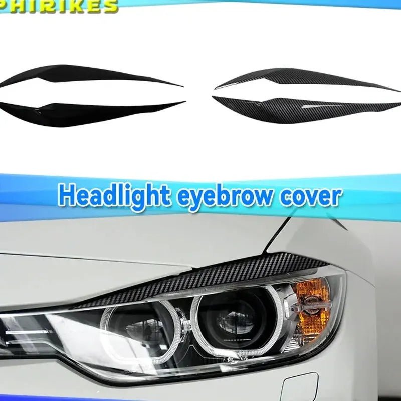 For BMW 3 Series F30 F35 2PCS ABS Gloss Evil Headlight Eyebrows