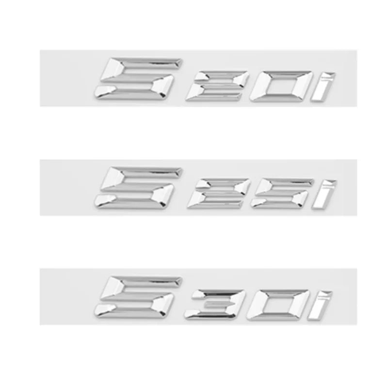 Glossy Black Chrome Silver 3D Letters Numbers 520I 525I
