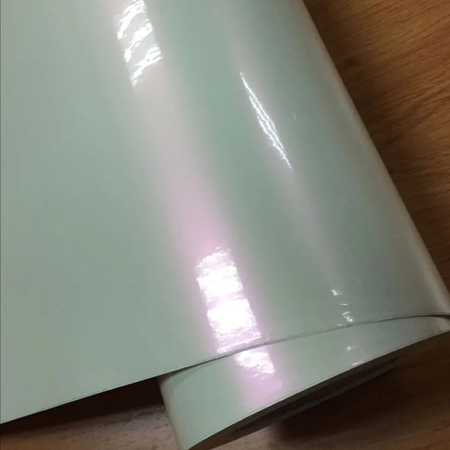 Premium Glossy Chameleon Pearl White Vinyl Sticker Bubble Air