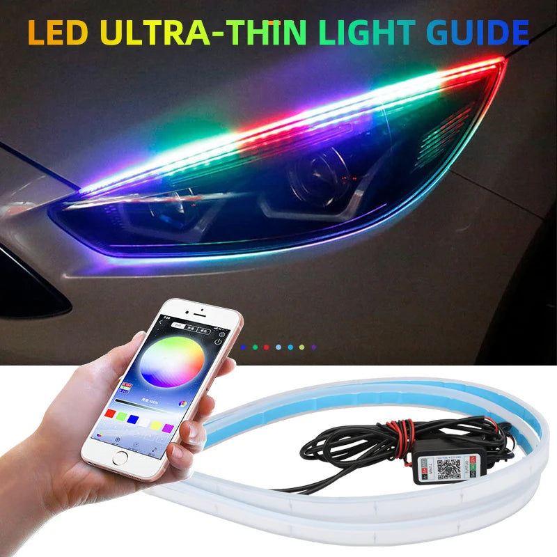 2PCS 30CM 45CM 60CM Flexible RGB Daytime Running Strip